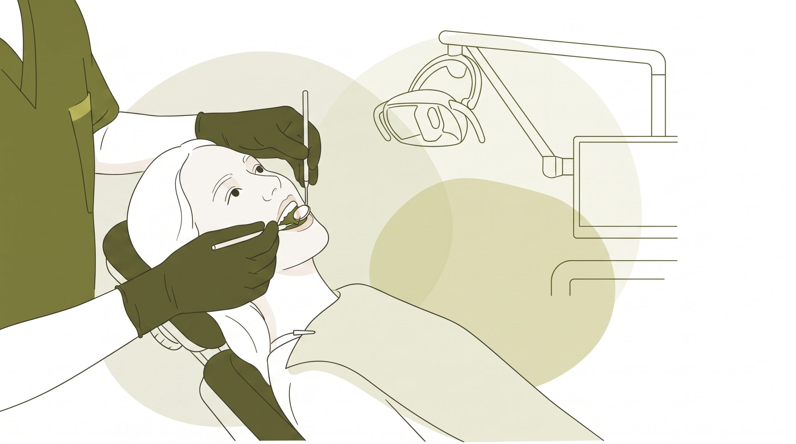 A clinician cleanly removes tartar from a simple dental arch during a routine scale and clean.