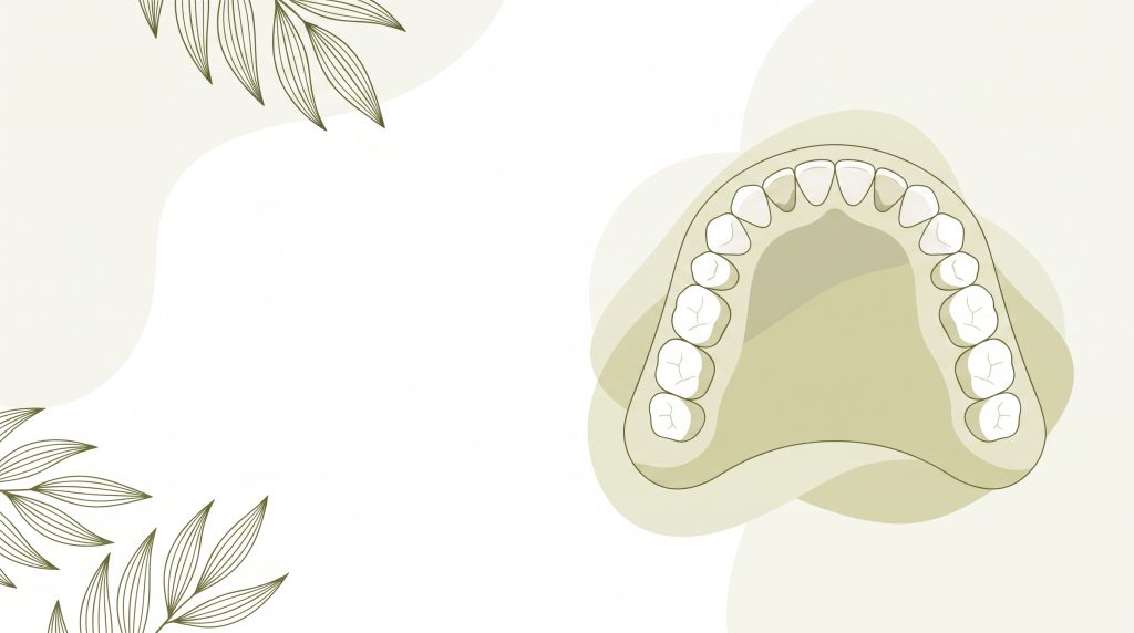 A dental arch, porcelain crowns and a clear aligner suggest different cosmetic dentistry options.