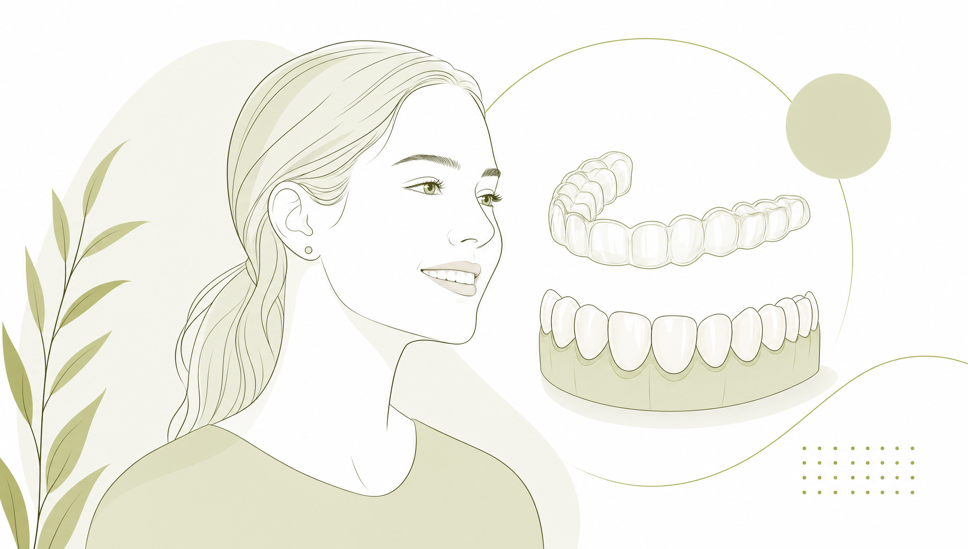 A simplified tooth, ceramic crown and clear aligner are arranged to show the main elements that can influence dental treatment cost in Australia.