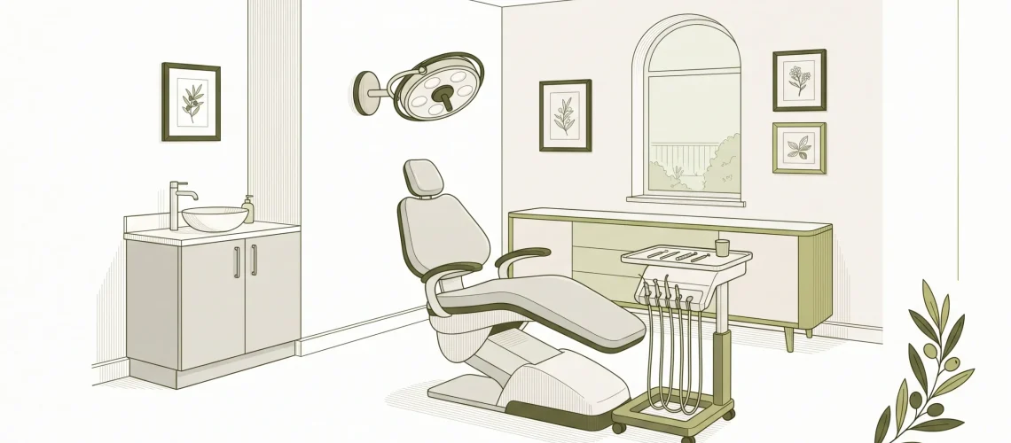 A tidy dental surgery room set up for assessing and restoring damaged teeth.